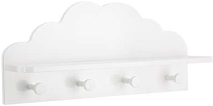 Atmosphera Kapstok kinderkamer - witte wolk - 4 haken en plank - MDF - 48 x 12 x 22 cm - Kapstokken