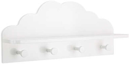 Atmosphera Kapstok kinderkamer - witte wolk - 4 haken en plank - MDF - 48 x 12 x 22 cm