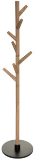 Atmosphera Kapstok - lichtbruin/zwart - hout - staand - 8 haken op verschillende hoogtes - 178 cm