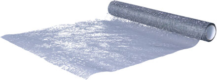 Atmosphera Kerst decoratie stof of tafelloper - zilver vuurwerk - 28 x 500 cm - organza