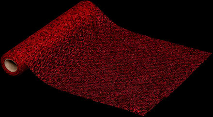 Atmosphera Kerst tafelloper - rood - pailletten stof - 28 x 300 cm - polyester