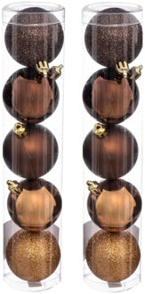 Atmosphera Kerstballen - 10x stuks - brons - 5 cm - kunststof