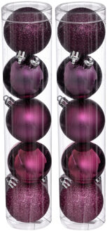 Atmosphera Kerstballen - 10x stuks - framboos roze - 5 cm - kunststof