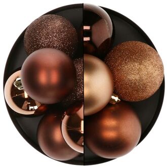 Atmosphera Kerstballen - 13x st - brons - 5 en 7 cm - kunststof - Kerstbal Multikleur