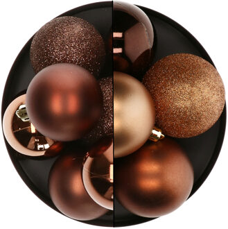 Atmosphera Kerstballen - 13x st - brons - 5 en 7 cm - kunststof - kerstversiering