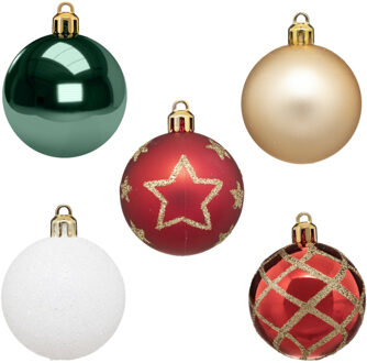 Atmosphera Kerstballen - 15st - kunststof - 5cm - Kerstbal Multikleur