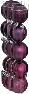 Atmosphera Kerstballen - 15x stuks - framboos roze - 5 cm - kunststof