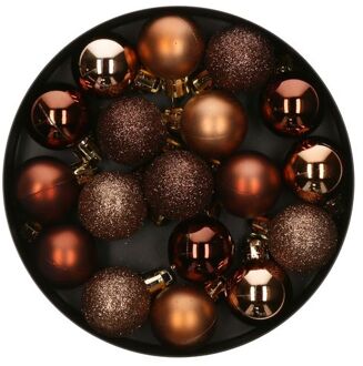 Atmosphera Kerstballen - 18ST - bronskleurig - glans en mat - D3 cm - kunststof - Kerstbal Bruin