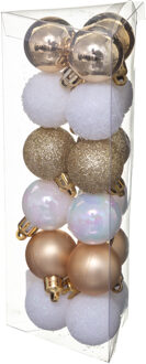 Atmosphera Kerstballen - 18x - wit/goud - mix - kunststof - 3 cm - Kerstbal Multikleur