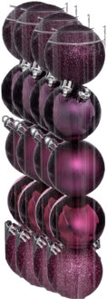 Atmosphera Kerstballen - 20x stuks - framboos roze - 5 cm - kunststof