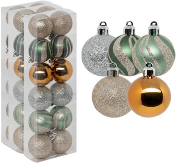 Atmosphera Kerstballen - 36x stuks - champagne/oker/lichtgroen - 4 cm - kunststof