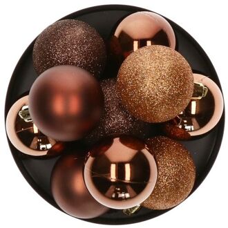 Atmosphera kerstballen - 5x stuks - brons - kunststof - 5 cm - Kerstbal Bruin