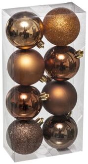 Atmosphera kerstballen - 8x stuks - brons - kunststof - 7 cm - Kerstbal Multikleur