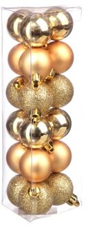 Atmosphera Kerstballen - goudkleurig - 18ST - glans en mat - 3 cm - kunststof - Kerstbal
