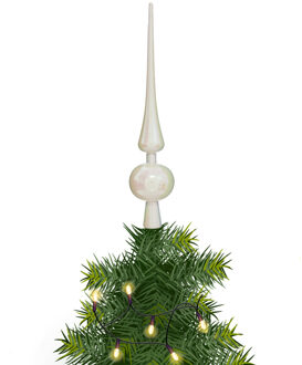 Atmosphera kerstboom piek - wit - plastic - H28 cm - kerstboompieken