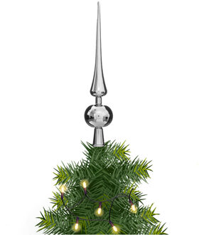 Atmosphera kerstboom piek - zilver - plastic - H28 cm - kerstboompieken Zilverkleurig