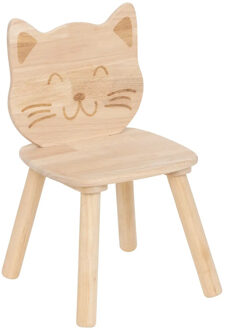 Atmosphera Kinder stoeltje Katje/poes - naturel - hout - D30 x H50 cm - bijzet stoeltjes