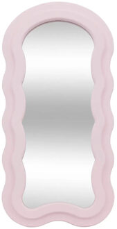 Atmosphera kinder wandspiegel - Princess - 60 x 30 cm - mdf hout/glas - roze houten rand