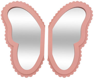 Atmosphera kinder wandspiegel - vlinder vleugels - 37 x 37 cm - mdf hout/glas - roze houten rand