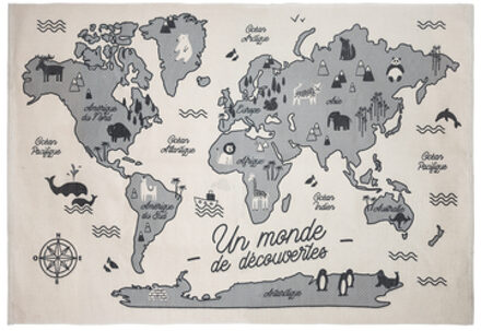 Atmosphera kindertapijt wereldkaart Frans 100 x 150 cm Beige - 100x150 cm