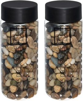 Atmosphera Kleine decoratie/hobby steentjes - 2x - potje 750 gram - bruin mix