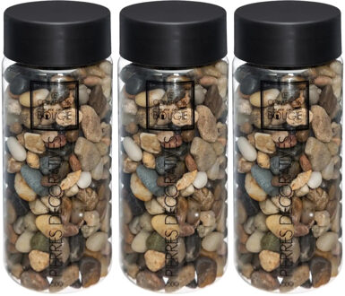 Atmosphera Kleine decoratie/hobby steentjes - 3x - potje 750 gram - bruin mix