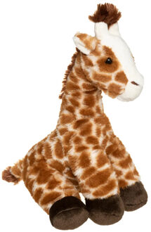 Atmosphera Knuffeldier Giraffe Carmen - zachte pluche stof - wilde dieren knuffels - bruin - 32 cm