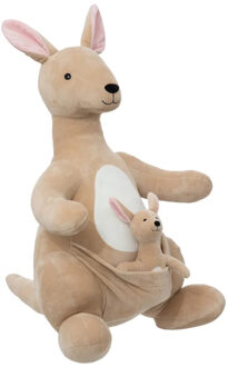 Atmosphera Knuffeldier Kangoeroo Billy met baby - zachte pluche stof - knuffels - beige - 63 cm - Knuffeldier