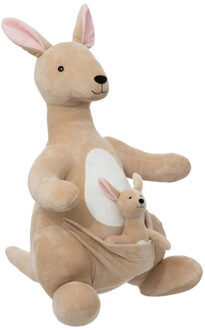 Atmosphera Knuffeldier Kangoeroo Billy met baby - zachte pluche stof - knuffels - beige - 63 cm
