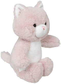 Atmosphera Knuffeldier Kat/poes Kitty - zachte pluche stof - knuffels - roze - 28 cm