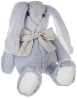 Atmosphera Knuffeldier konijn met strikje - zachte pluche stof - fluffy knuffels - lichtblauw - 30 cm
