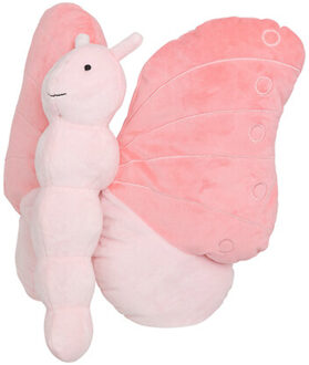 Atmosphera Knuffeldier Vlinder - zachte pluche stof - fluffy knuffels - roze - 28 cm