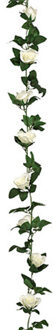 Atmosphera Kunstbloemen slinger rozen - 230 cm - wit - decoratie - versiering