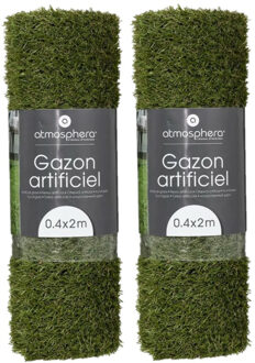 Atmosphera Kunstgras/grastapijt - 2x - groen - 40 x 200 cm - Ondergrond voor speelgoed of tuinmeubilair