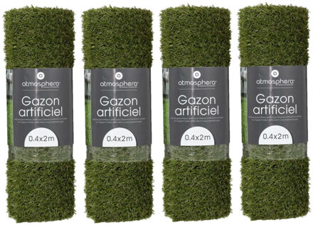 Atmosphera Kunstgras/grastapijt - 4x - groen - 40 x 200 cm - Ondergrond voor speelgoed of tuinmeubilair