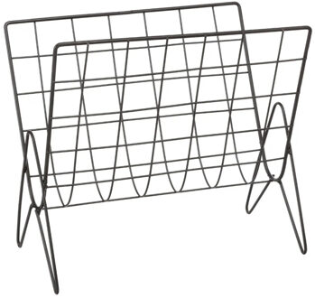Atmosphera Lectuurbak Denver - voor tijdschriften/kranten/boek - zwart - metaal - 35 x 18 x 31 cm