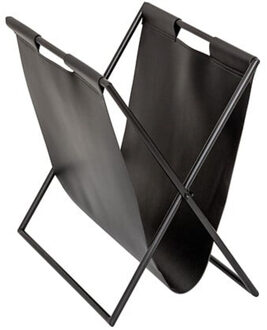 Atmosphera Lectuurbak Magazines - voor tijdschriften/kranten/boek - zwart - metaal/leer - 37 x 22 x 35 cm