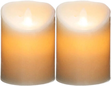 Atmosphera Led stompkaarsen op batterijen - 2x stuks - Warm licht - Wit