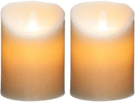 Atmosphera Led stompkaarsen op batterijen - 2x stuks - Warm licht - Wit
