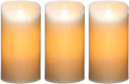Atmosphera Led stompkaarsen op batterijen - 3x stuks - Warm licht - Wit