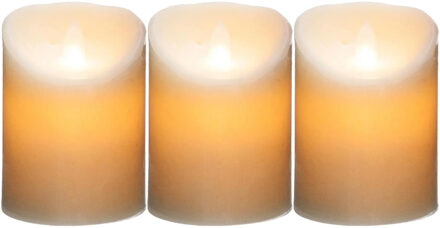 Atmosphera Led stompkaarsen op batterijen - 3x stuks - Warm licht - Wit