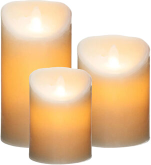 Atmosphera Led stompkaarsen op batterijen set - 3x stuks - Warm licht - Wit