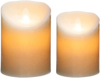 Atmosphera Led stompkaarsen set - 2x stuks - Warm licht - 10 en 14,5 cm