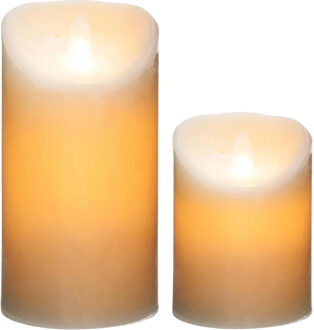 Atmosphera Led stompkaarsen set - 2x stuks - Warm licht - 10 en 20 cm