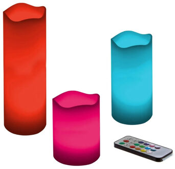 Atmosphera Led stompkaarsen set met afstandsbediening - 3x stuks - Gekleurd licht