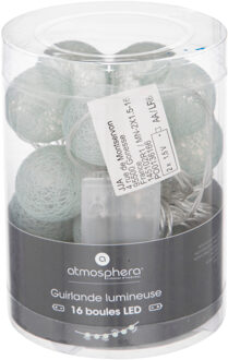 Atmosphera Lichtslinger - 16 verlichte balletjes/bollen 35 mm - lichtgroen - 255 cm - batterijen