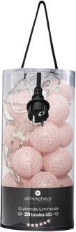 Atmosphera Lichtslinger - 20 verlichte balletjes - 6 cm - lichtroze - 435 cm - stekker