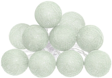 Atmosphera Lichtslinger/lichtsnoer met 10 decoratieve verlichte balletjes - lichtgroen - 165 cm - batterij
