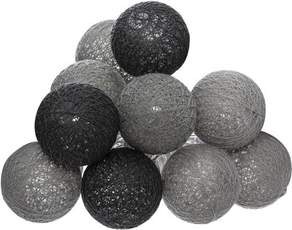 Atmosphera Lichtslinger/lichtsnoer met 10 decoratieve verlichte balletjes - multi kleur mix - 165 cm - batterij