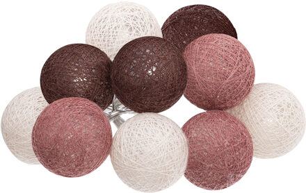 Atmosphera Lichtslinger/lichtsnoer met 10 decoratieve verlichte balletjes - multi kleur mix - 165 cm - batterij